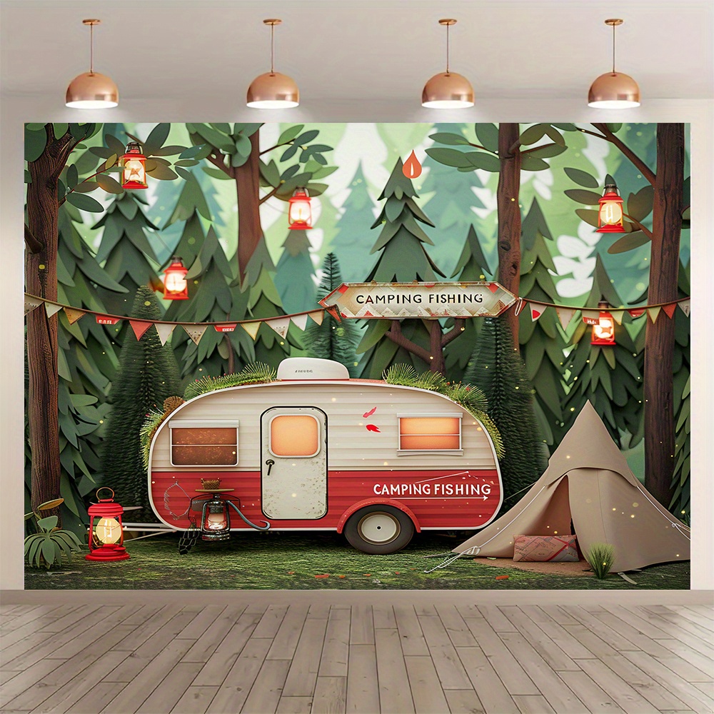 Polyester Jungle camping theme - đánh giá và giá Outdoor Adventure Birthday Party
